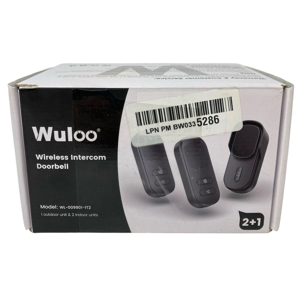 Wuloo Wireless Intercom Doorbell Gray 2 Indoor Units 1 Outdoor Unit 2-Way Talk